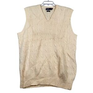 Polo Ralph‎ Lauren Sweater Vest Mens XL Cream Cable Knit 100% Wool